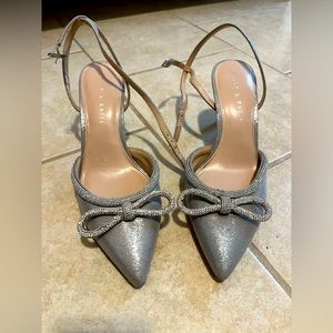 Kelly & Katie silver bow heels